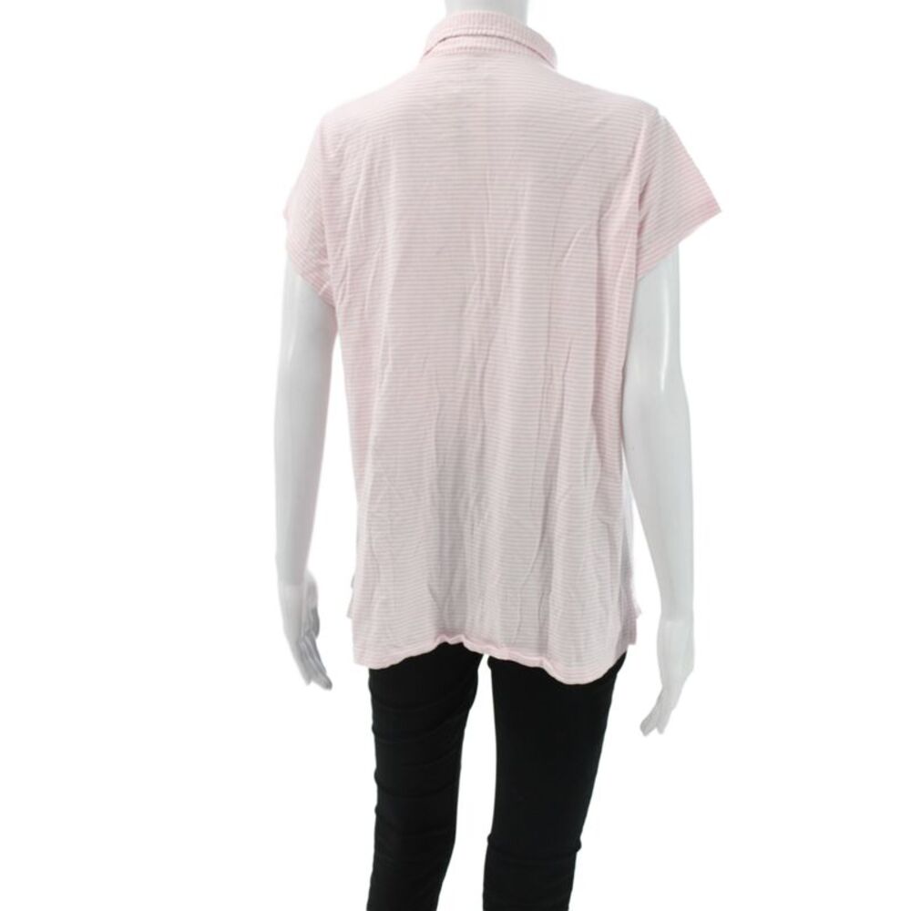 Renwick Womens Pink Striped Collared Polo Short Sleeve Pima Cotton Size XL - Picture 3 of 5